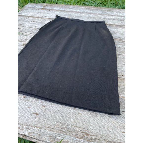 Vintage Wool Knit 1960s Black Classic Skirt Alice Kaye - Picture 6 of 8